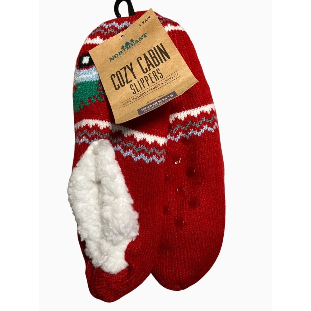Northeast Outfitters Womens Cozy Cabin Slippers Aloe Infused Red Size M